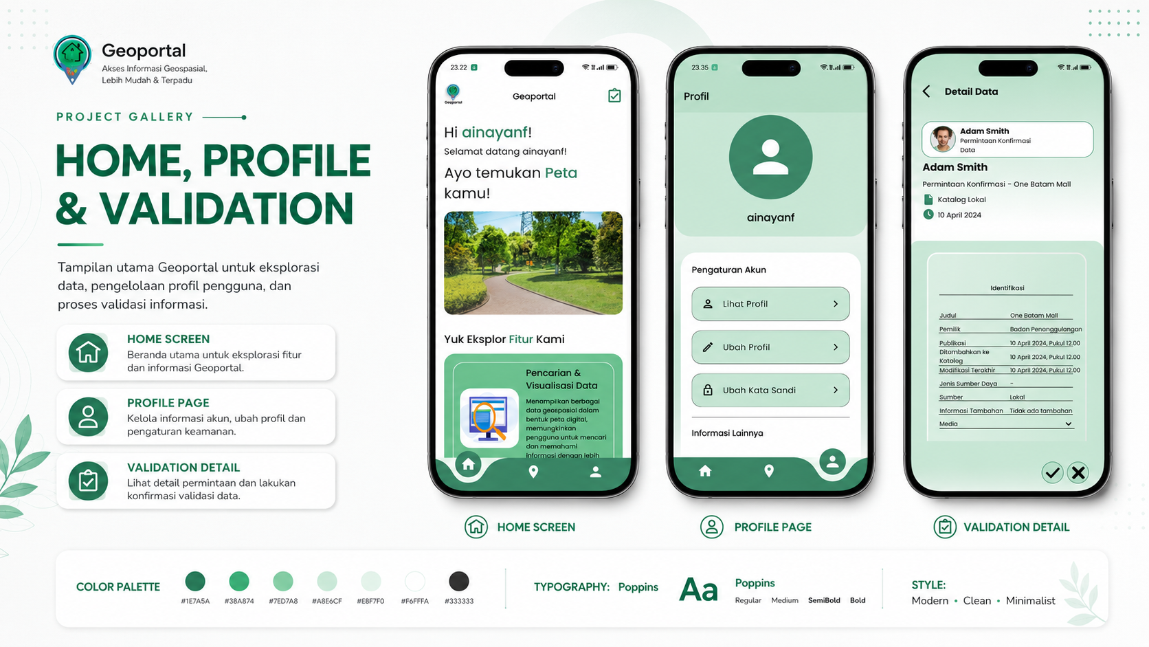 Home, Profile & Validation